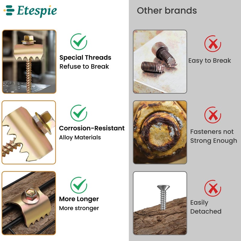 Etespie 200 PCS-2 Inch Fence Staples for Wire Fencing,304 Steel Fence Fastener with Anti-Rust Coating,Quick Installation with Electric Drill,Reusable Fencing Staple for Wire Mesh and Woven Fencing - Image 3
